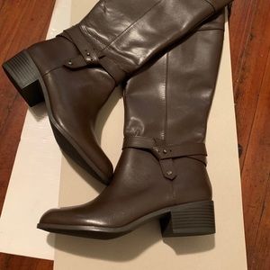 Alfani Berniee Brown Leather Womens Boots Size 8M